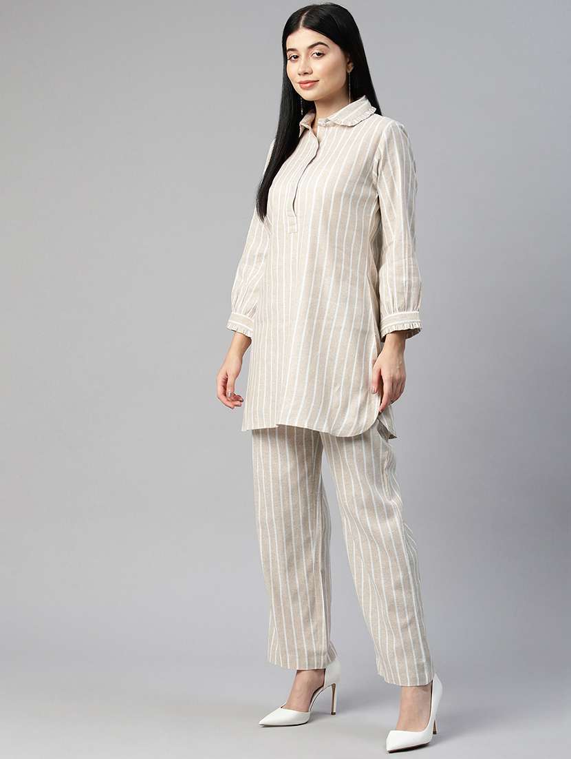 beige stripes top and trouser co-ord - 20346228 -  Standard Image - 2