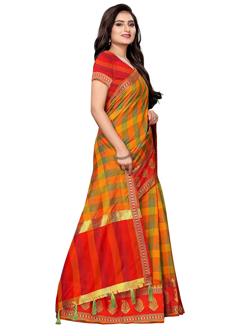 orange colored patola saree - 20349185 - Standard Image - 2