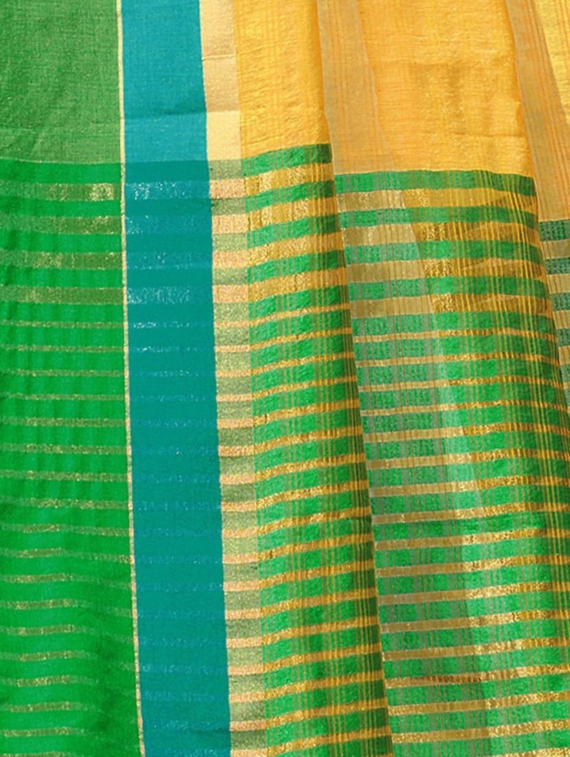 yellow solid with bordered saree with blouse - 20349200 - Standard Image - 2