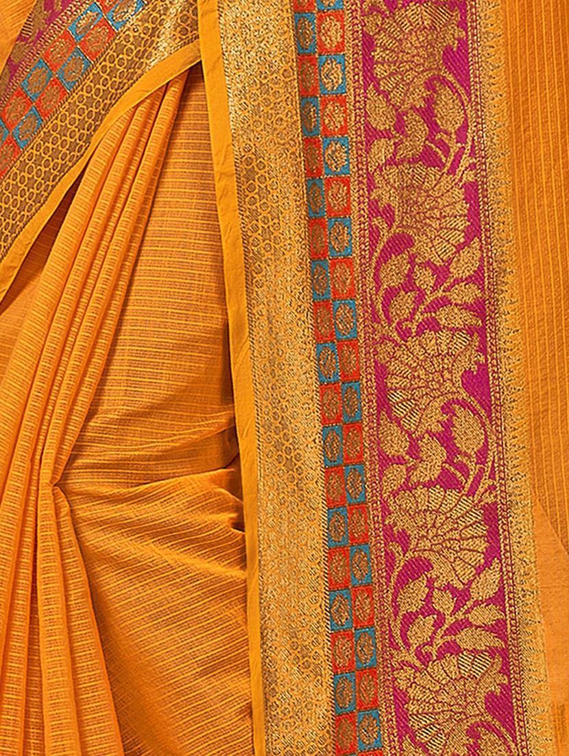 orange colored bordered saree with blouse - 20349223 - Standard Image - 2