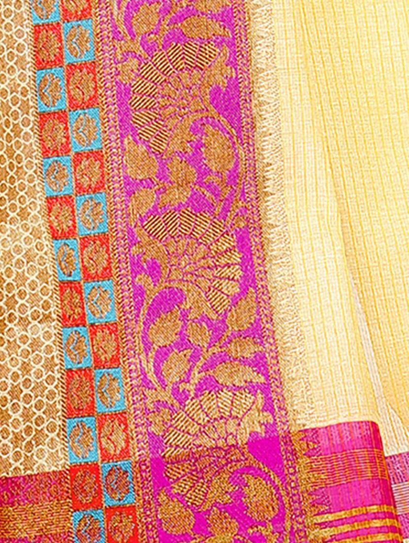 lemon sherbet colored bordered saree with blouse - 20349260 - Standard Image - 2