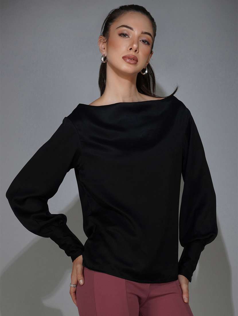 black satin a line top