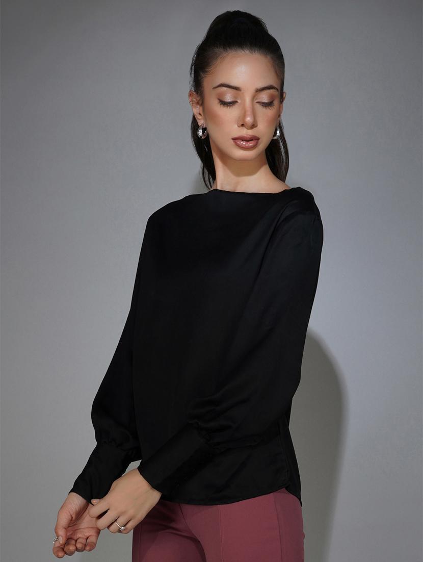 black satin a line top - 20349349 - Standard Image - 2