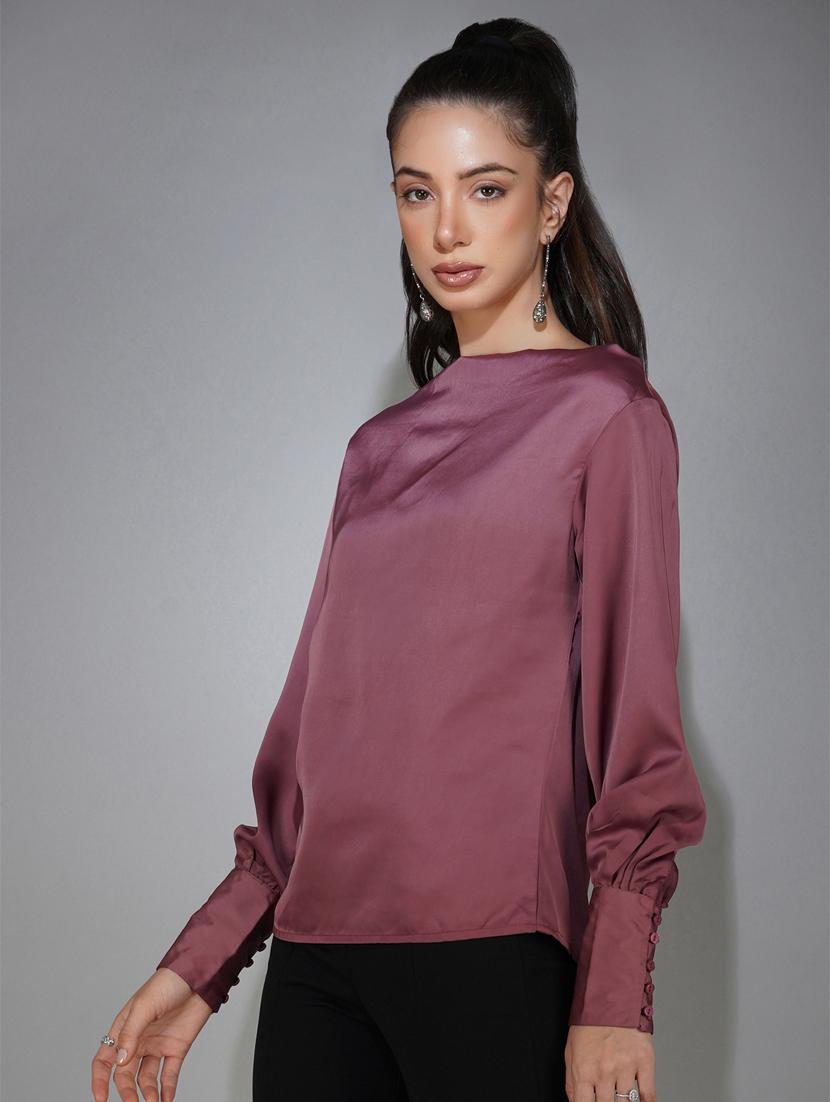 mauve solid straight top - 20349350 - Standard Image - 2