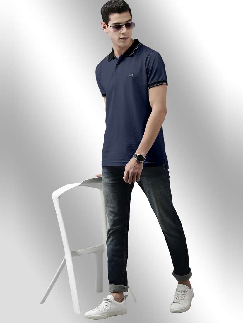 grey solid polo t-shirt - 20351196 -  Standard Image - 2