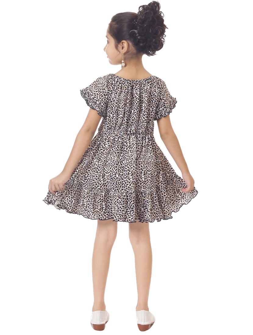 girls round neck flared sleeve frock - 20351304 - Standard Image - 2