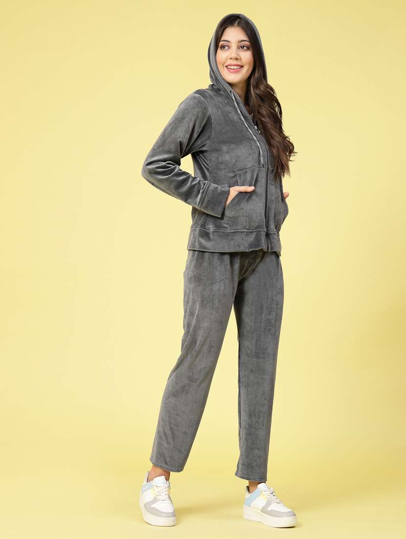 women grey velvet top and trouser co-ord set - 20351715 -  Standard Image - 2