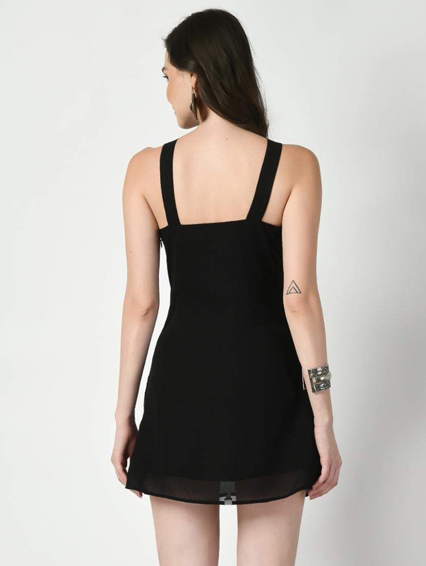 black solid halter neck bodycon dress - 20351725 - Standard Image - 2