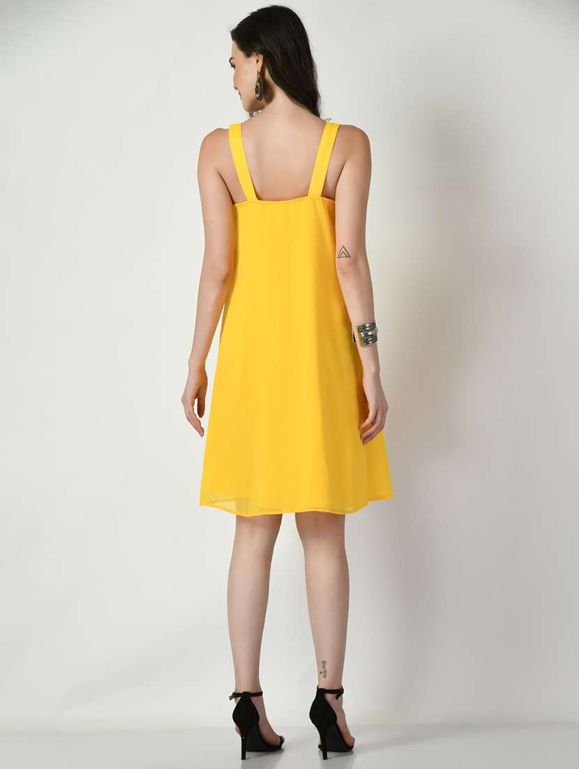 yellow solid high low dress - 20351742 - Standard Image - 2
