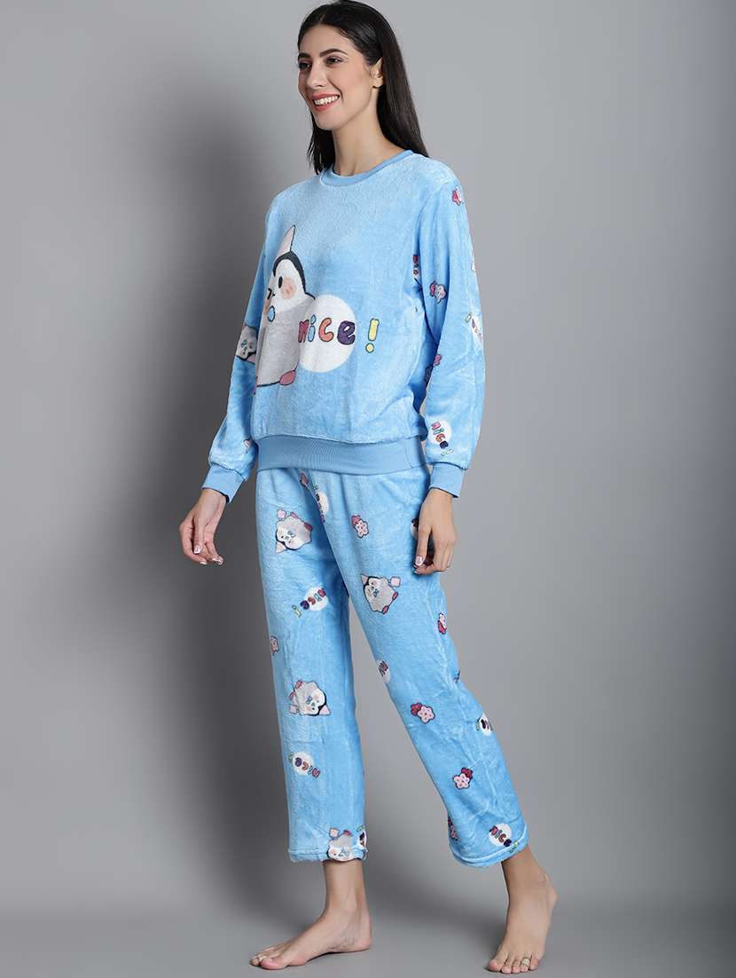 light blue quirky print nightwear set - 20351757 -  Standard Image - 2