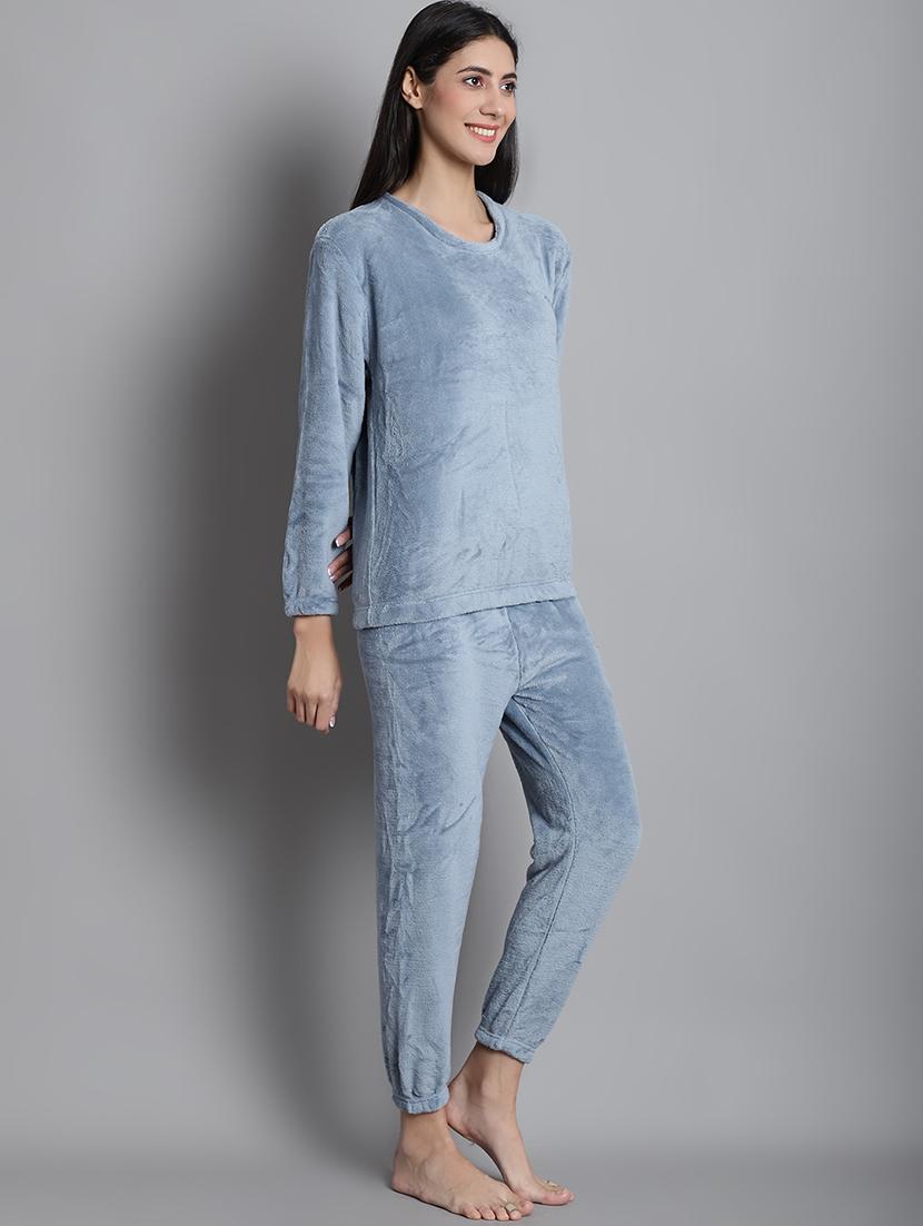 grey solid nightwear set - 20351762 - Standard Image - 2