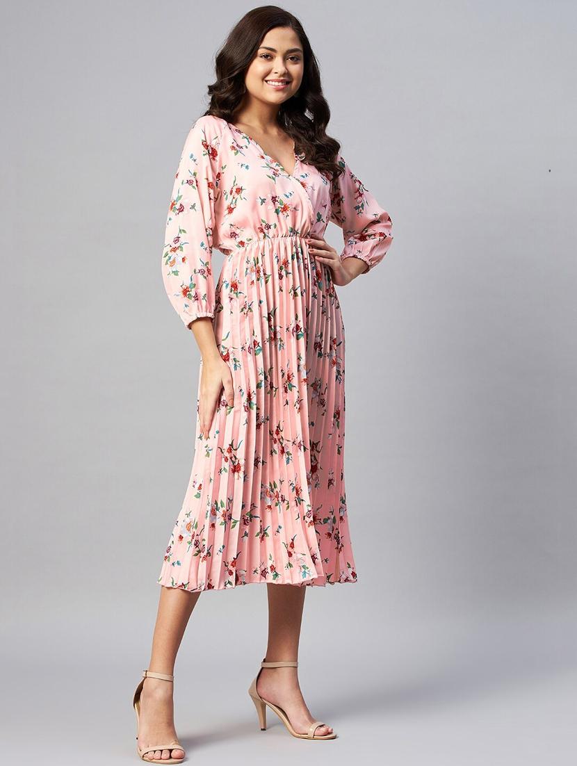 women pink florals a-line dress - 20352296 - Standard Image - 2