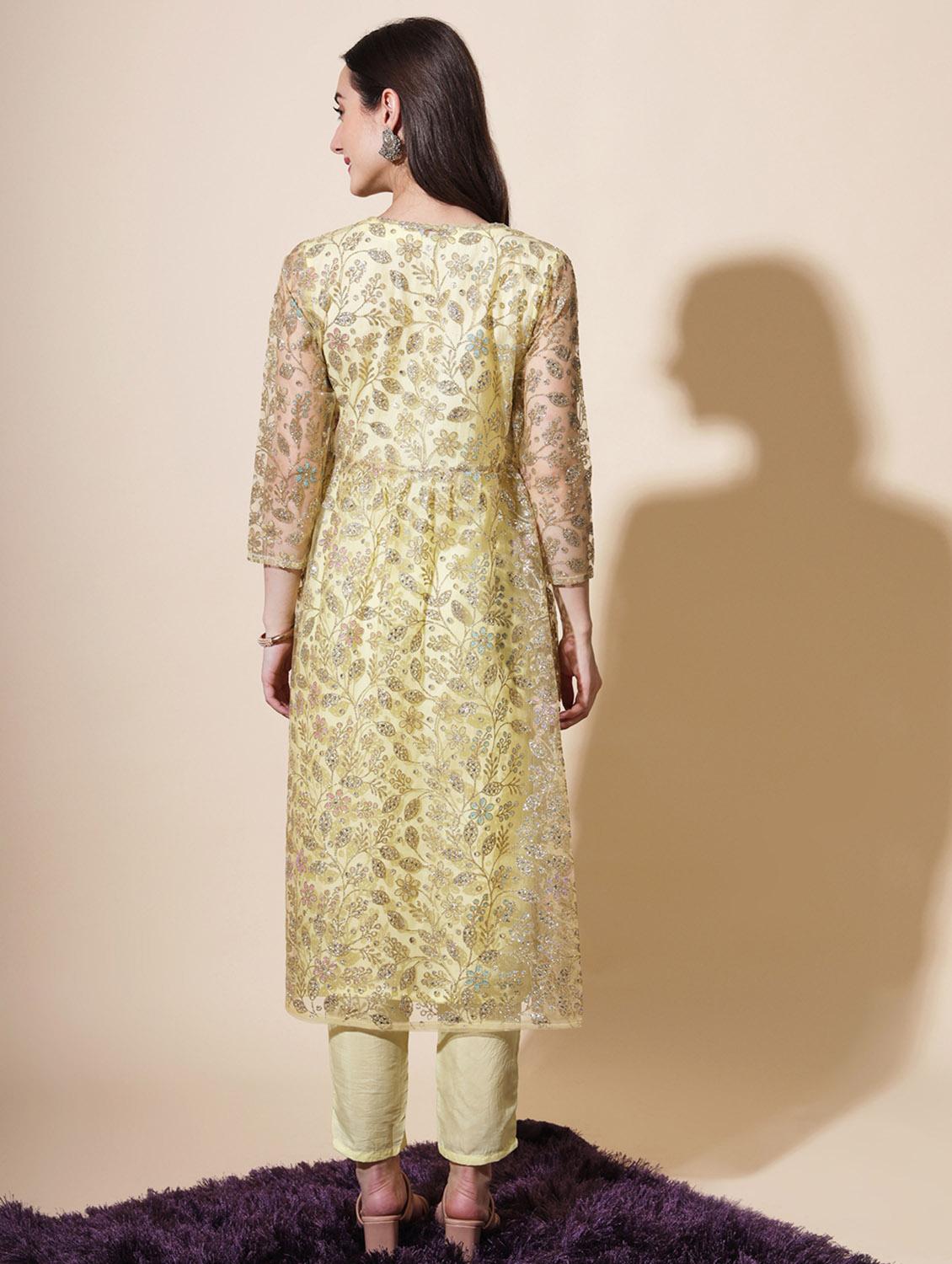 yellow colored kurta pant set - 20353651 - Standard Image - 2