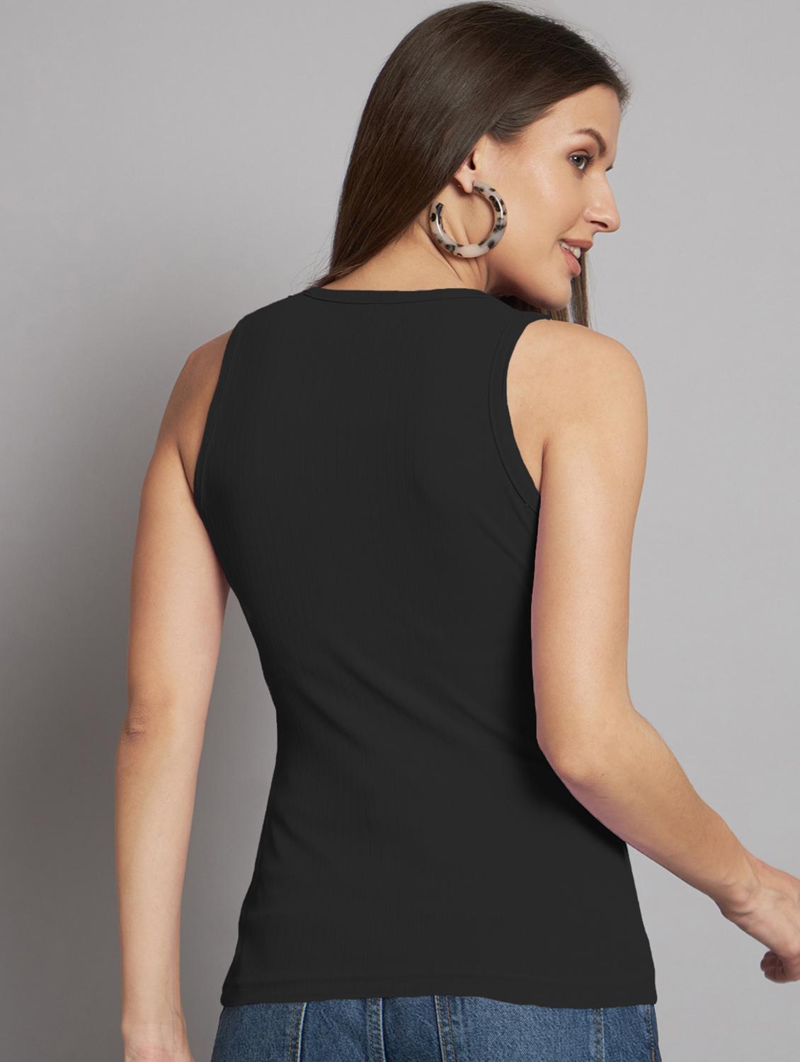 black solid tank top - 20355025 - Standard Image - 2