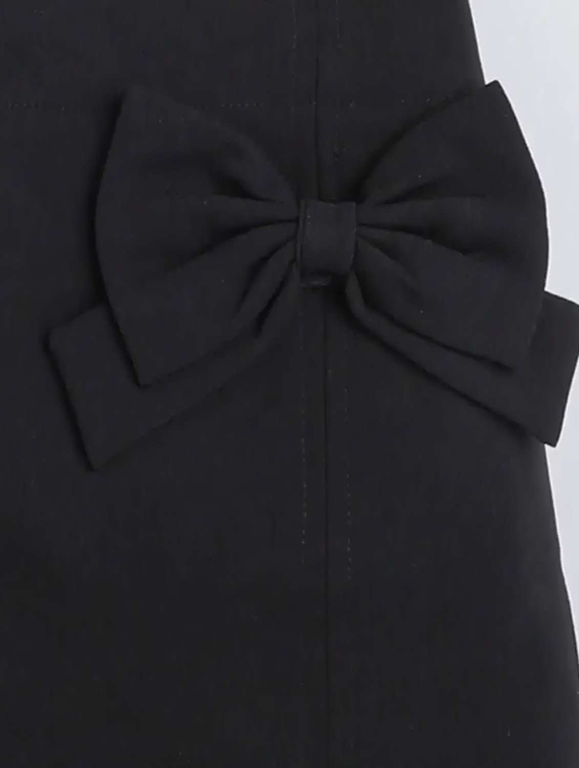 black solid cotton knee lenght skirt - 20355033 -  Standard Image - 2