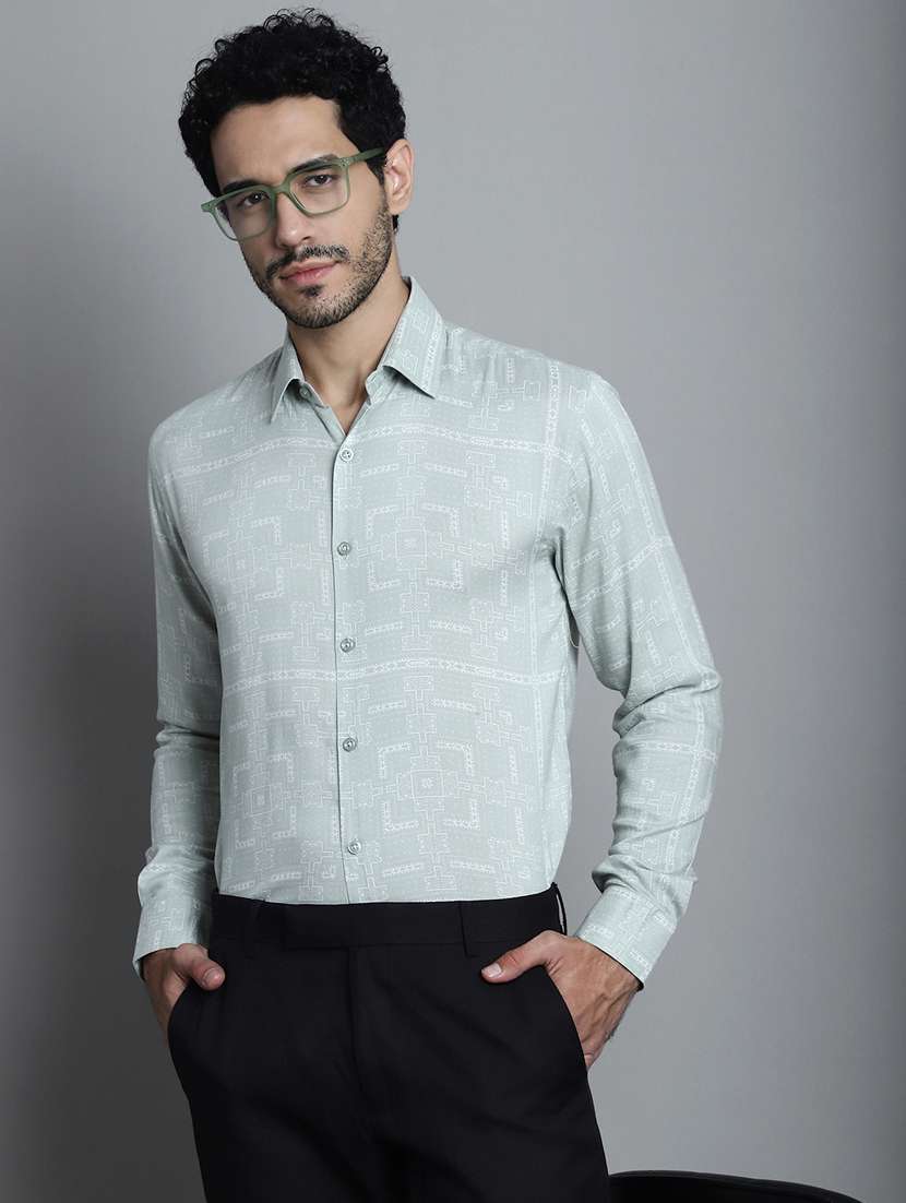 green viscose formal shirt - 20355041 -  Standard Image - 2