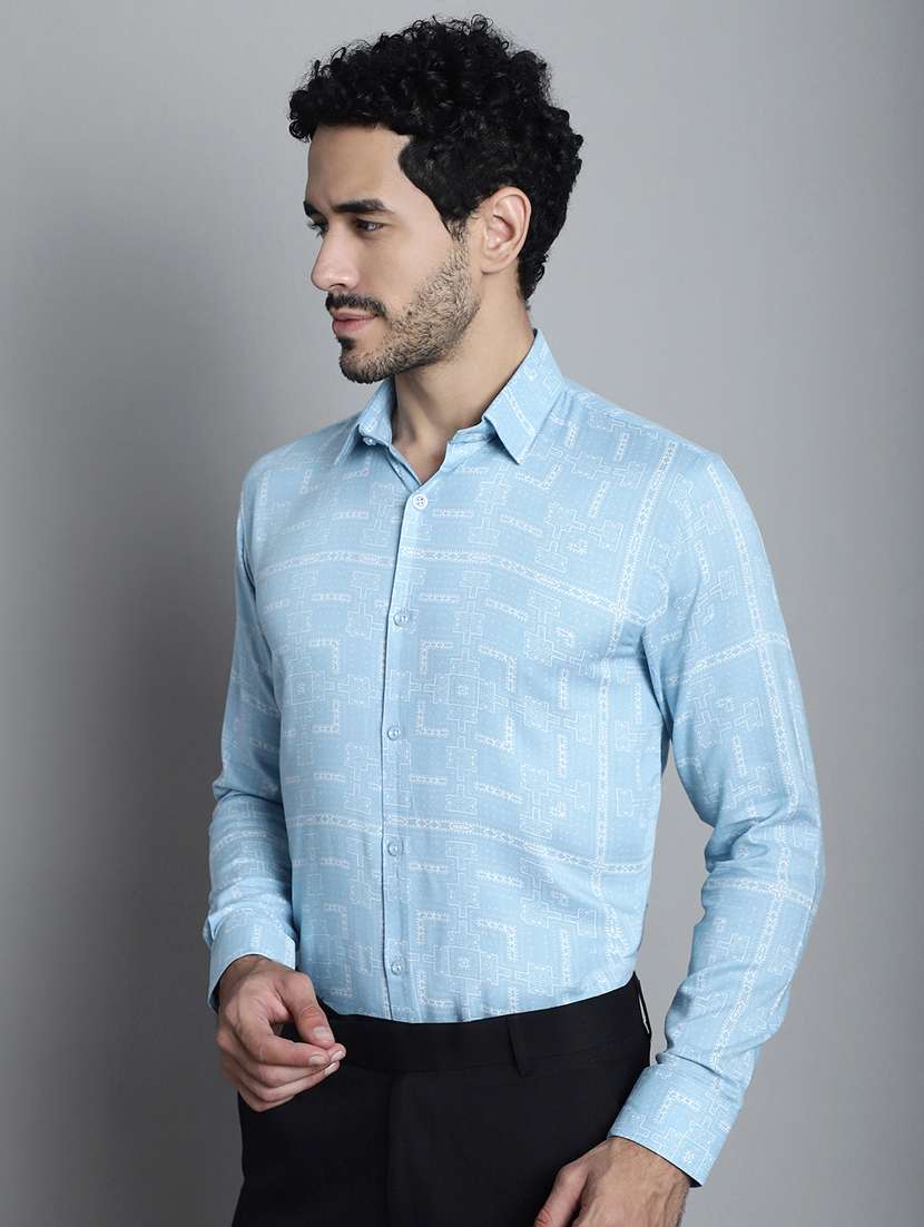 blue viscose formal shirt - 20355042 -  Standard Image - 2