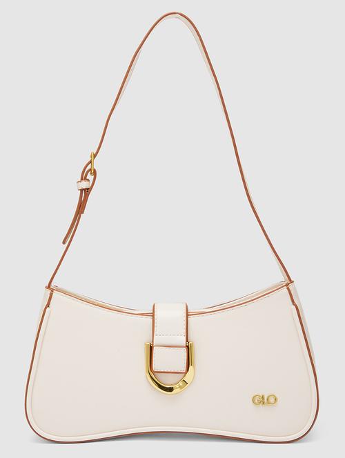 globus women white solid vegan leather handheld bag - 20355082 -  Standard Image - 0