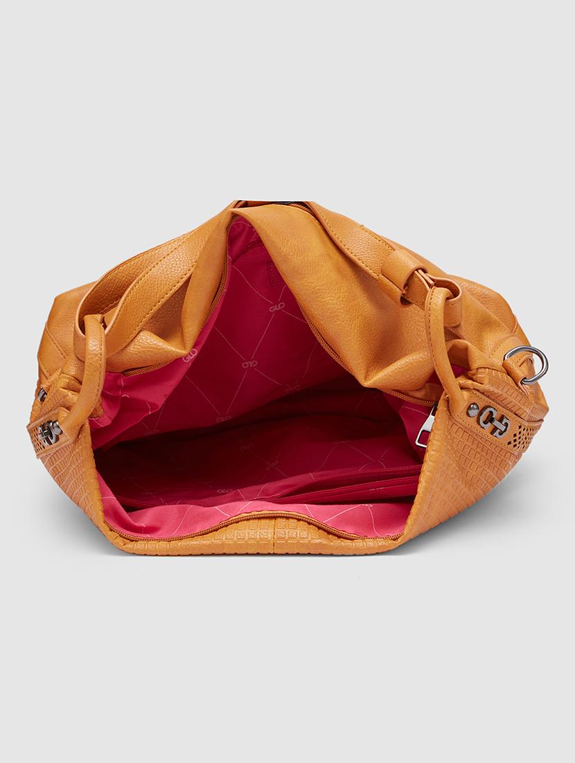 women yellow leatherette hobo handbag - 20355099 - Standard Image - 2