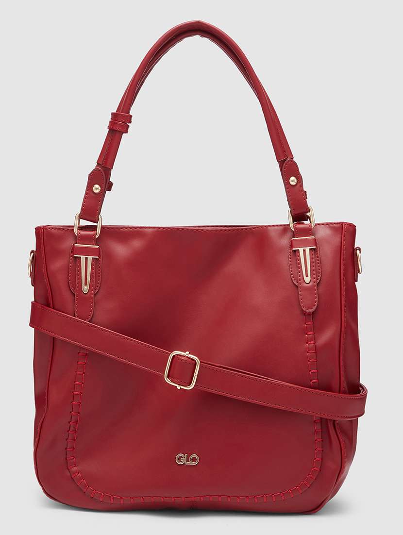 maroon leatherette (pu) handbag