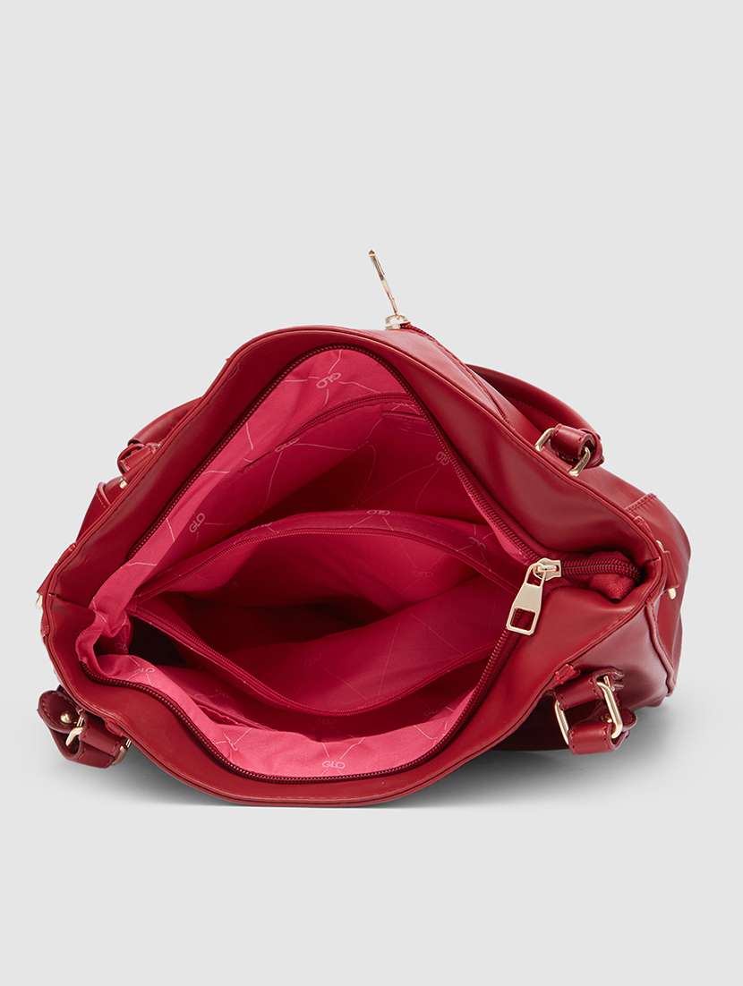 maroon leatherette (pu) handbag - 20355100 - Standard Image - 2