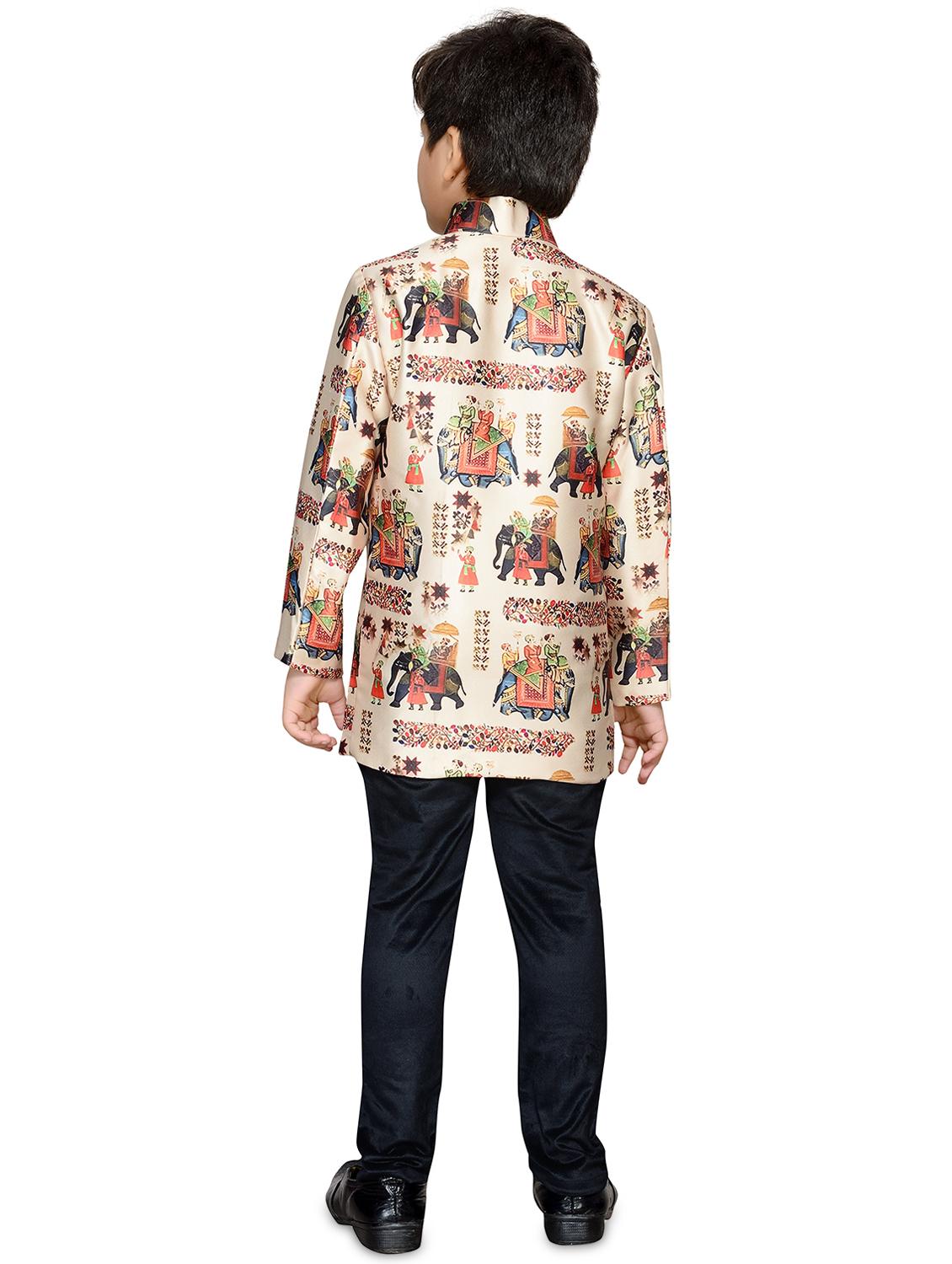 beige printed sherwani set - 20359015 - Standard Image - 2