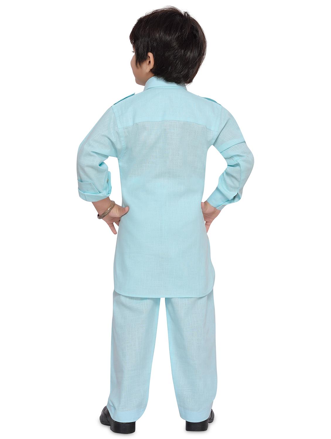 light blue cotton kurta sets - 20359149 - Standard Image - 2