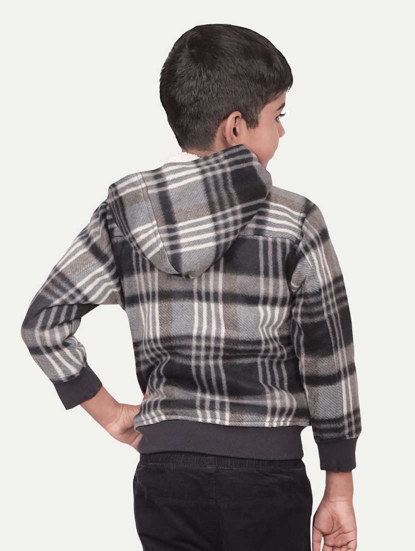 boys multi colored checked hooded jacket - 20359178 -  Standard Image - 2