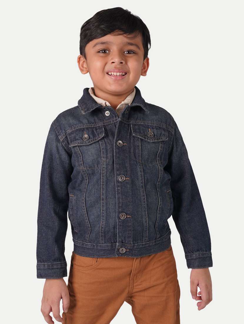 boys cotton blend solid jacket