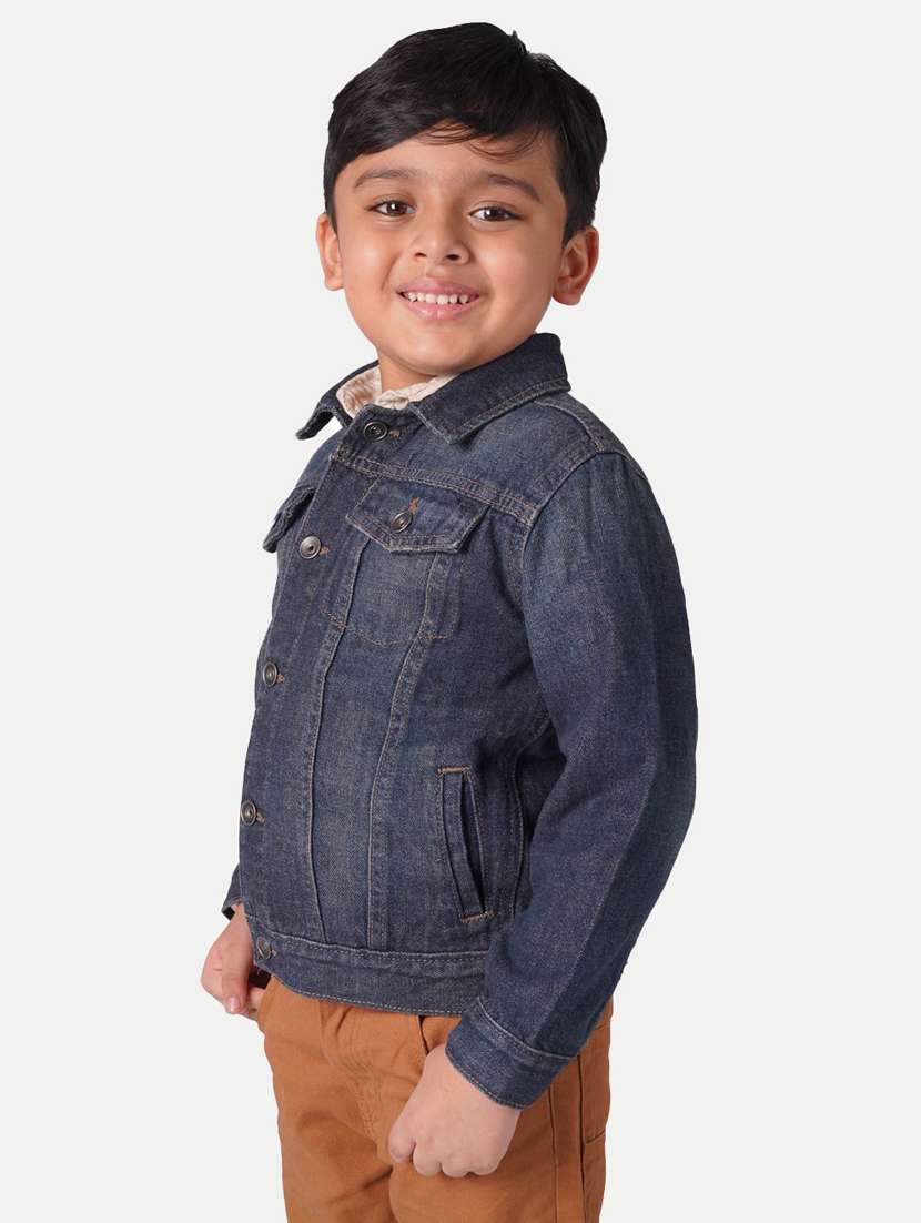 boys cotton blend solid jacket - 20359183 - Standard Image - 2