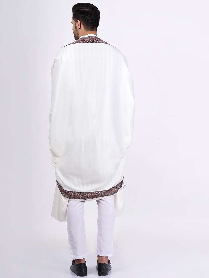 men white self design shawl - 20359880 -  Standard Image - 2