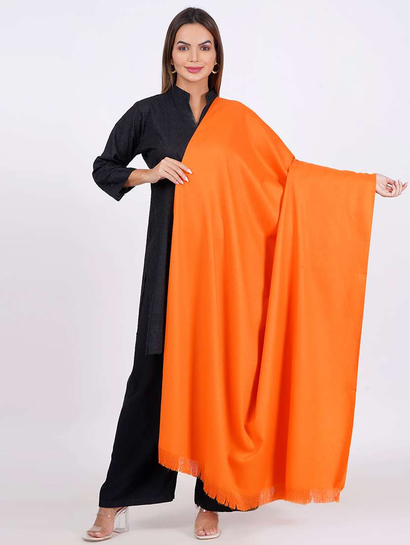 women's solid orange shawl