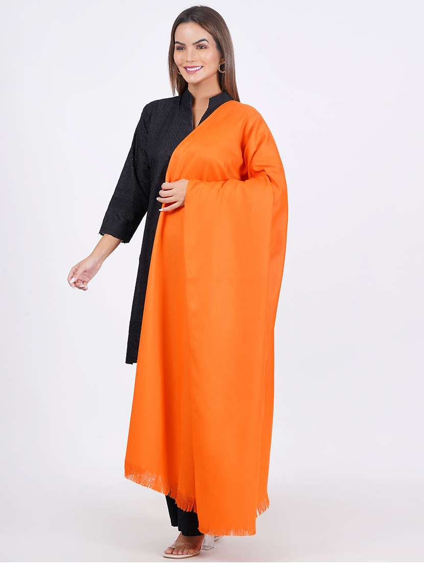 women's solid orange shawl - 20359888 - Standard Image - 2