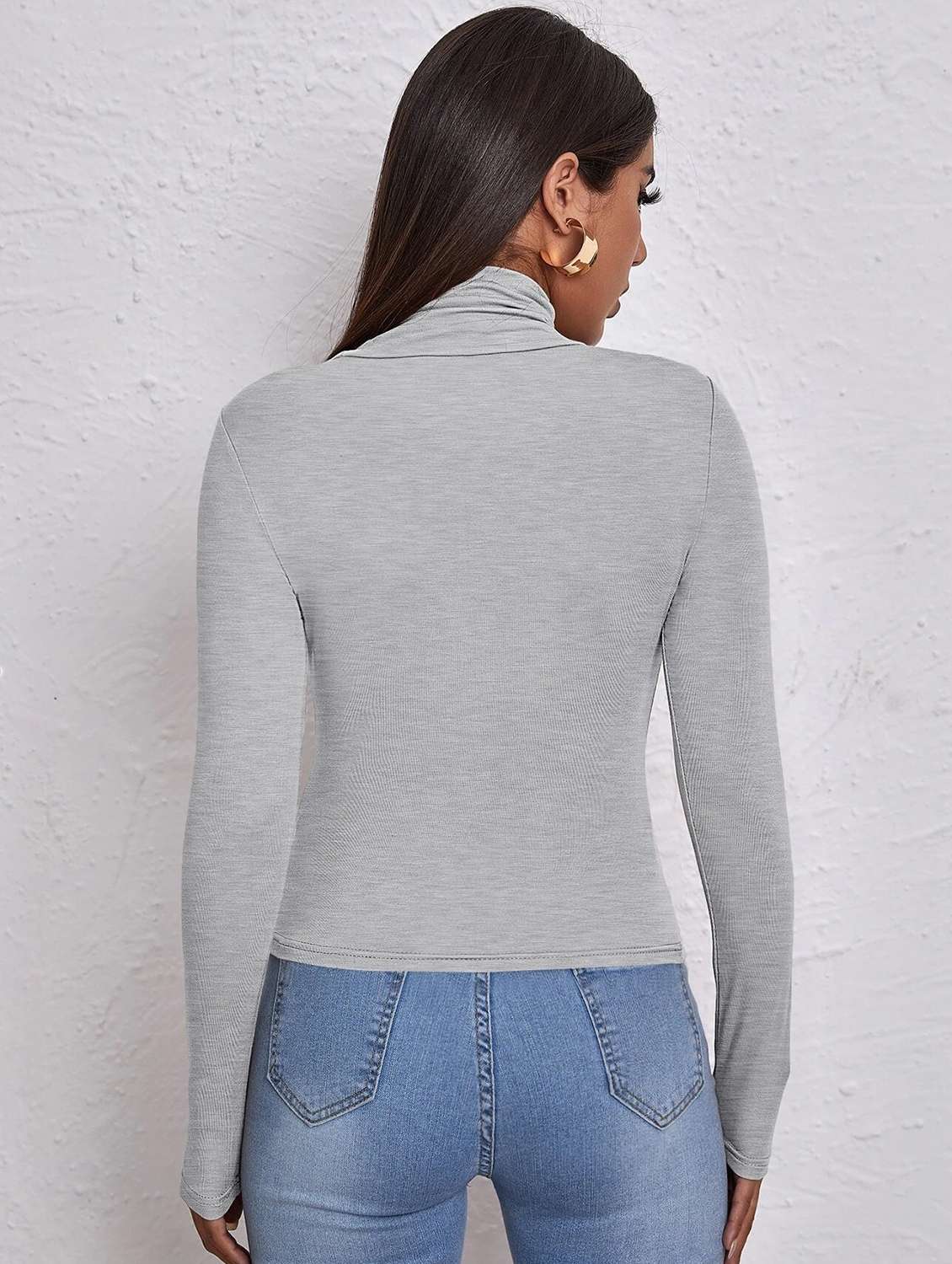 grey melange solid regular top - 20359968 - Standard Image - 2
