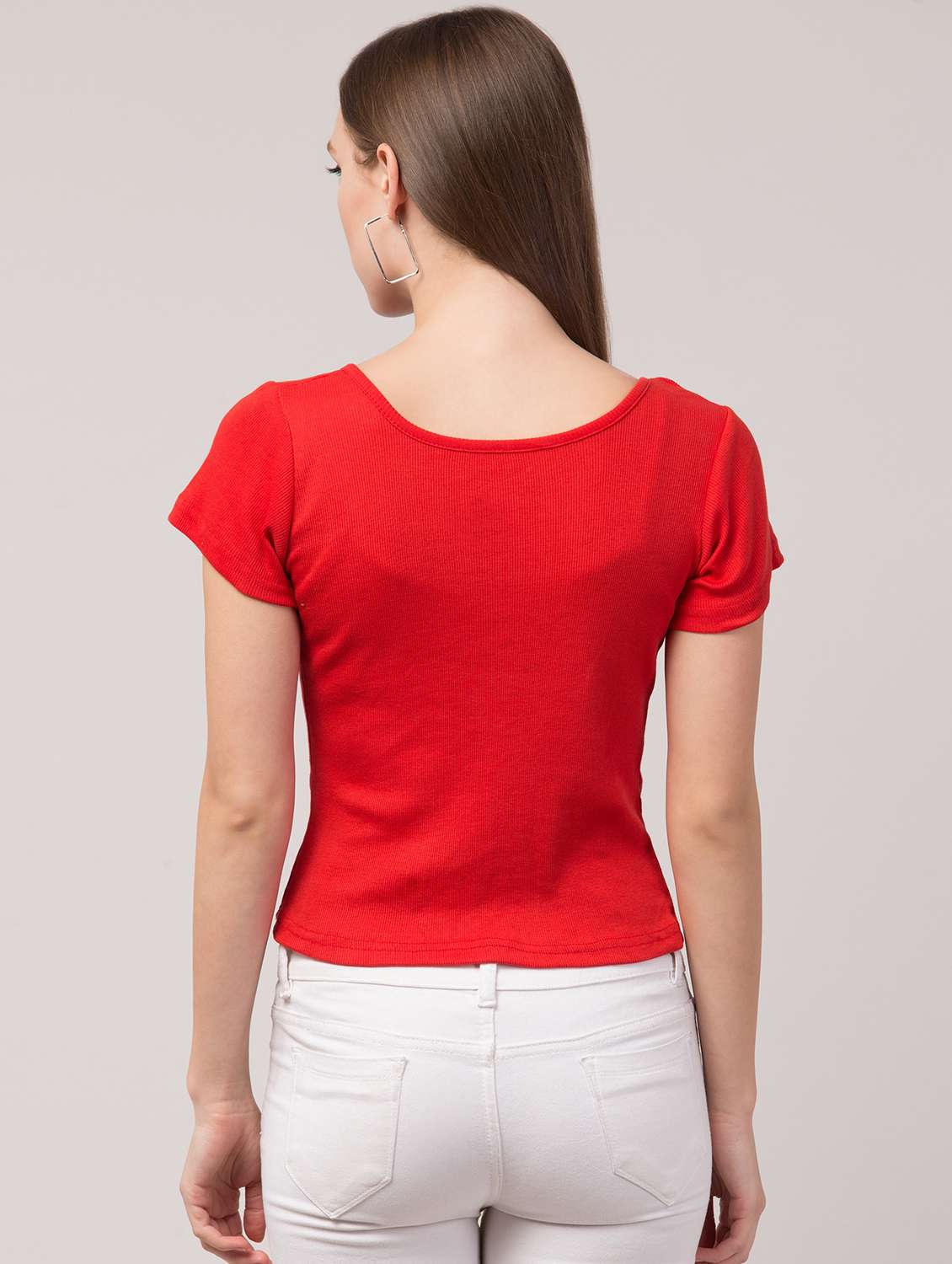 red solid short sleeves regular top - 20360016 -  Standard Image - 2
