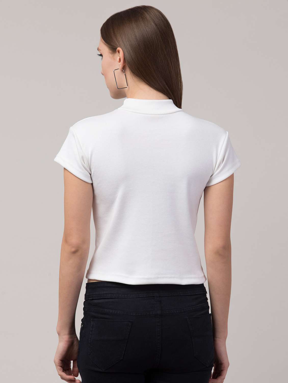 white solid short sleeves casual top - 20360026 - Standard Image - 2