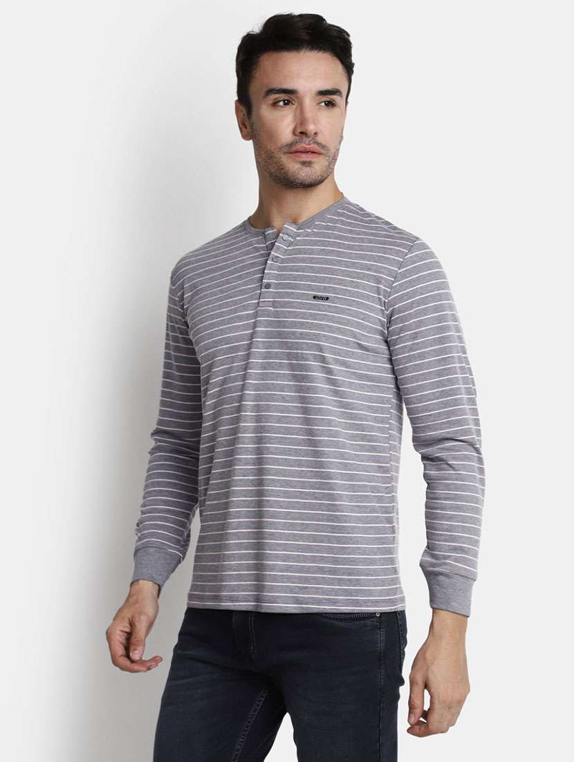 men grey striped cotton t-shirt - 20361496 -  Standard Image - 2