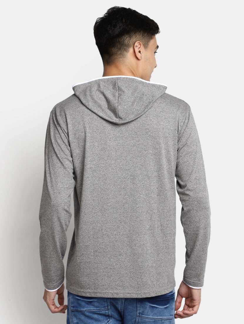 grey typography cotton hooded t-shirt - 20361530 -  Standard Image - 2