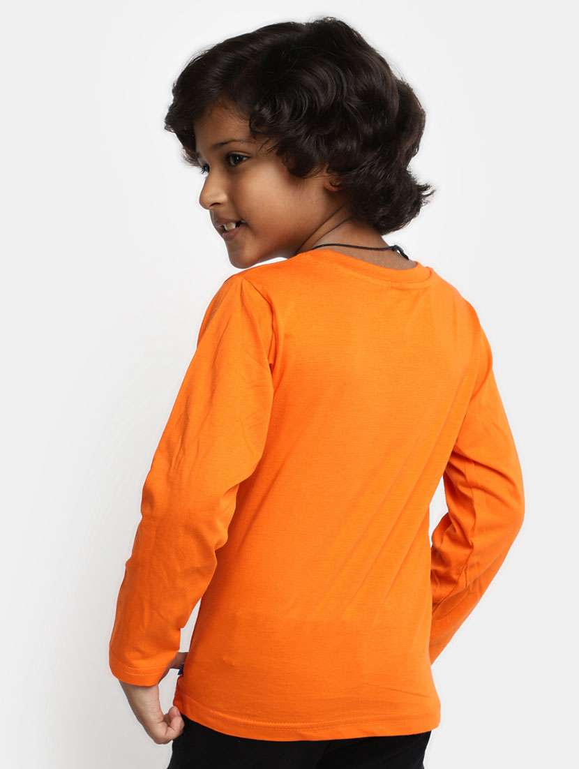 boys orange round neck cotton t-shirts - 20361676 -  Standard Image - 2