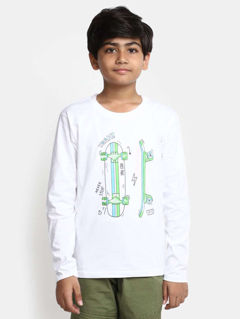 boys white round neck t-shirts