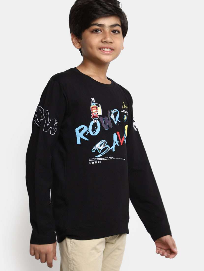 boys black round neck t-shirts - 20361701 -  Standard Image - 2