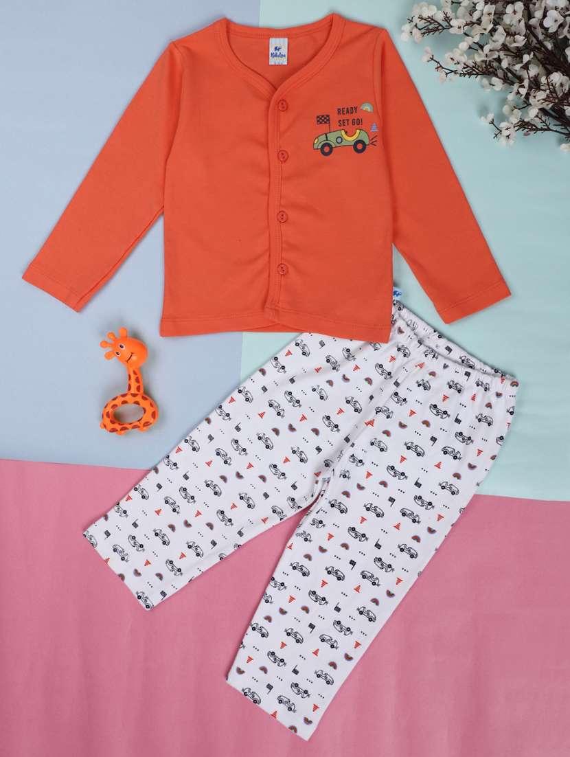 boys v-neck quirkey printed full length sets 