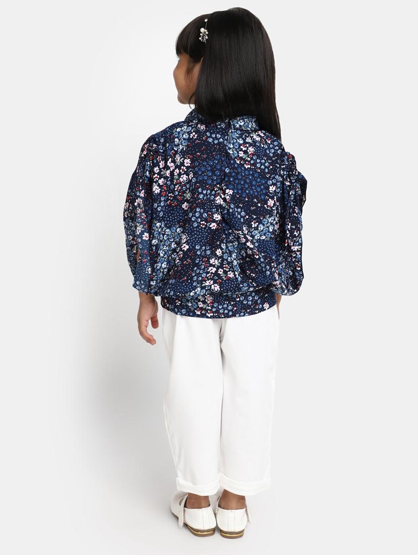 kids blue floral printed top & jeans set - 20362083 - Standard Image - 2