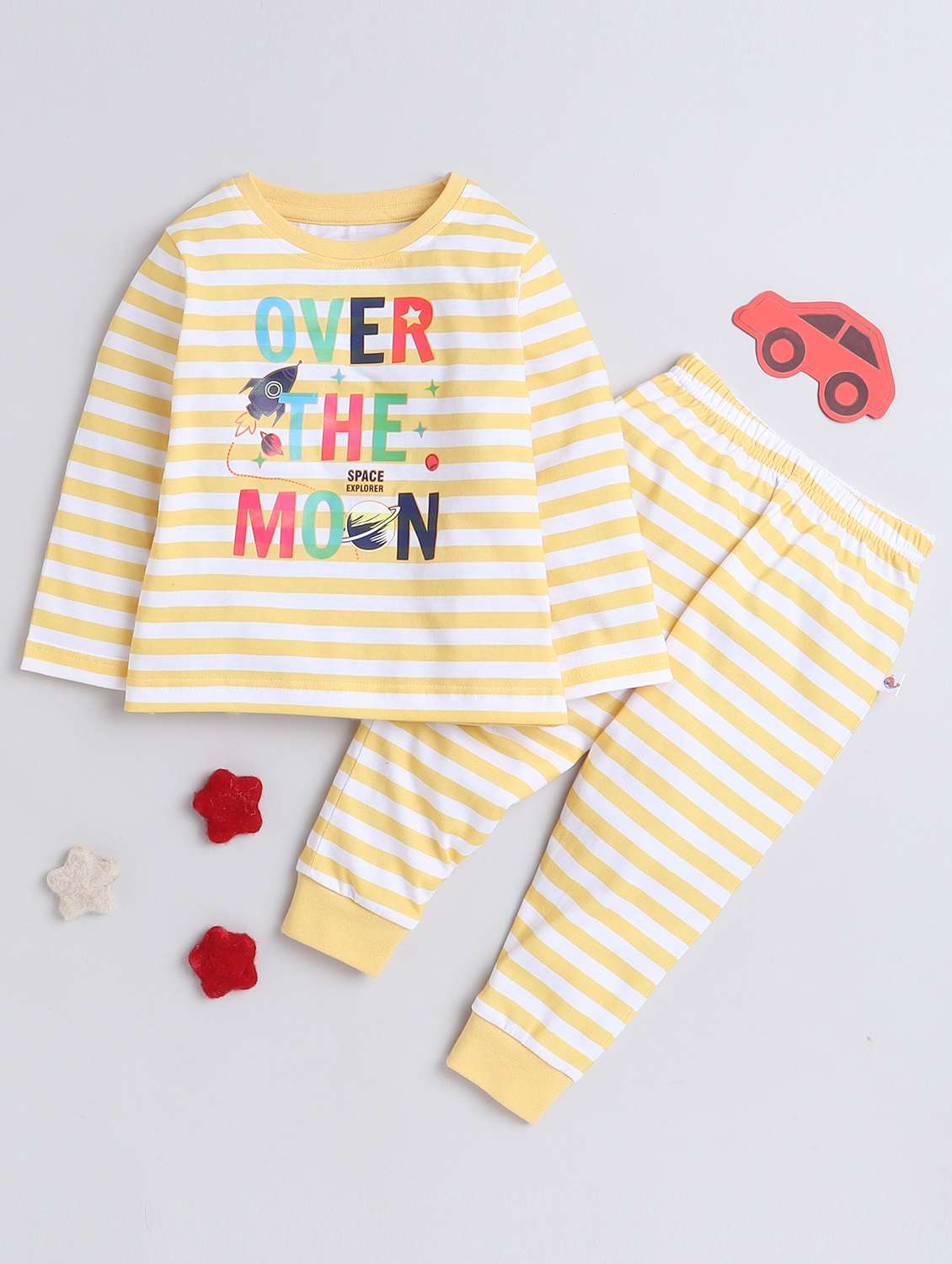 boys round neck striped nightwear pyjama set 