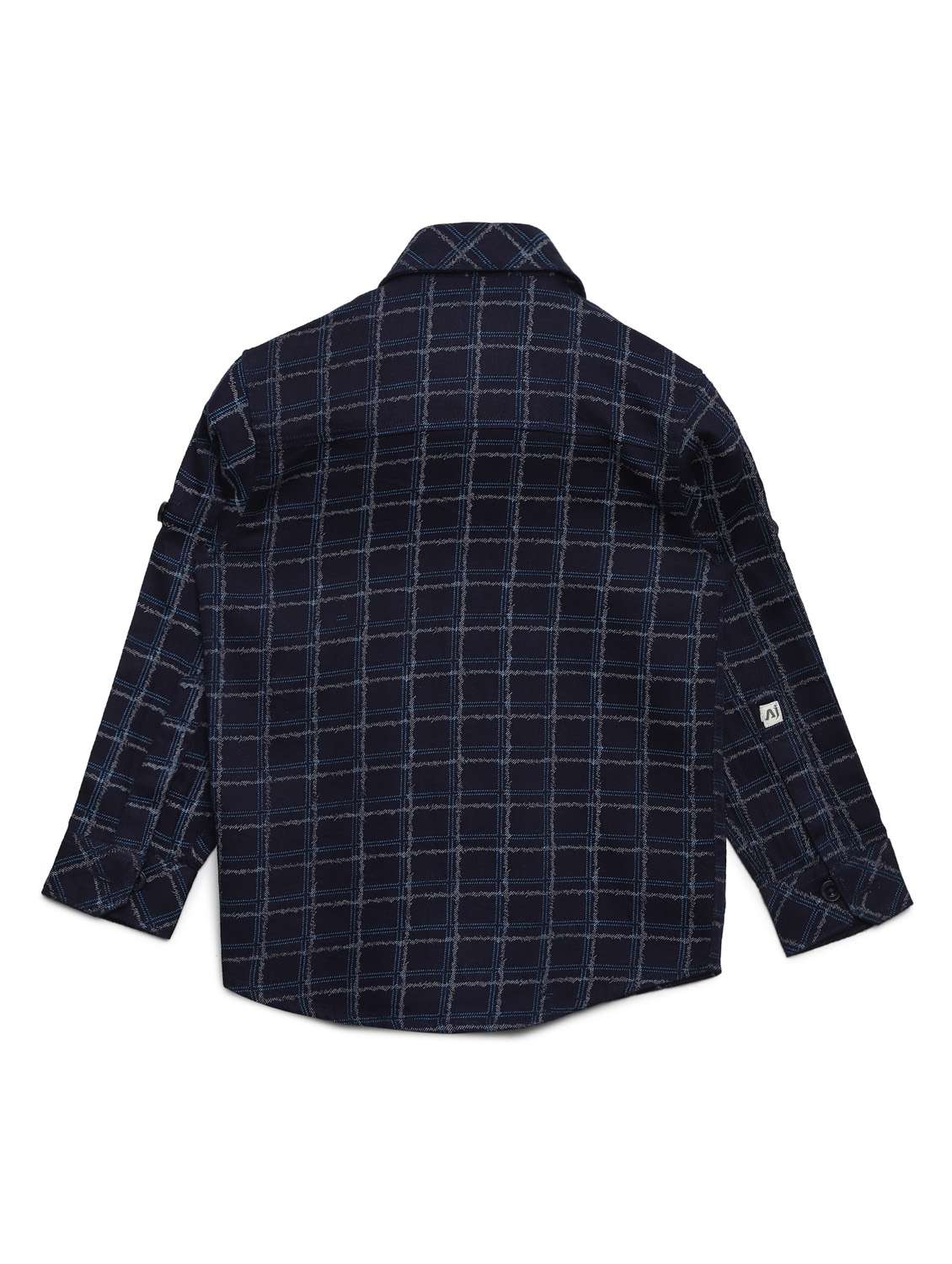 navy blue checkered long sleeves shirt - 20362453 -  Standard Image - 2