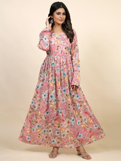 pink colored flared kurta - 20362760 -  Standard Image - 0