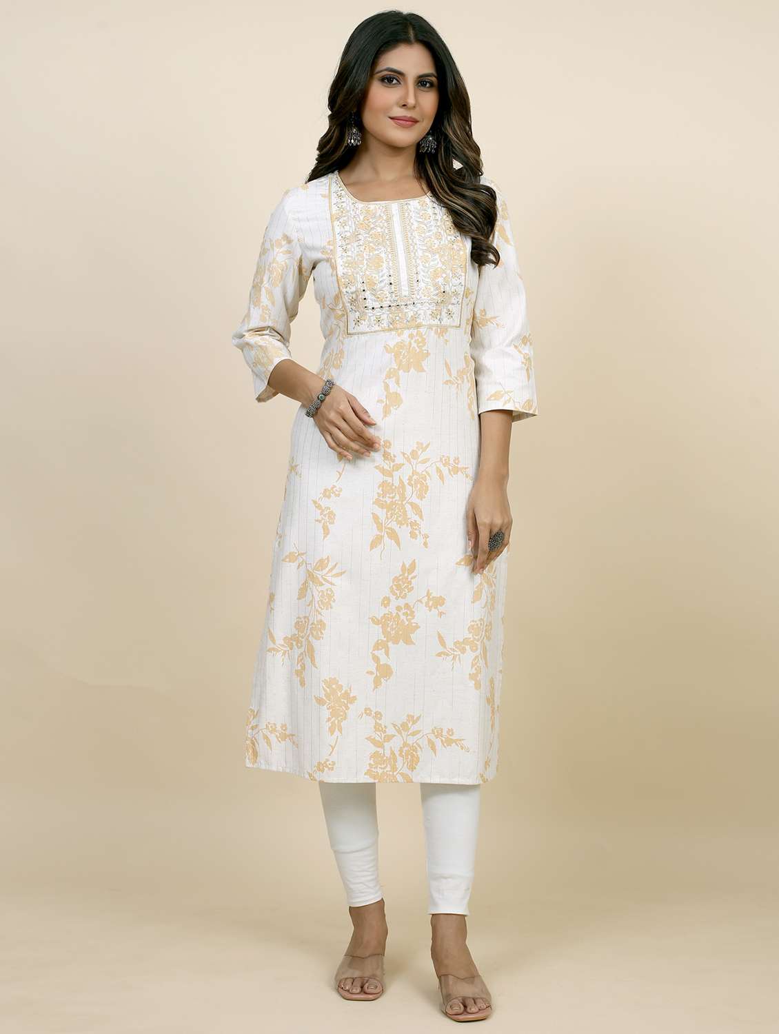 white colored straight kurta