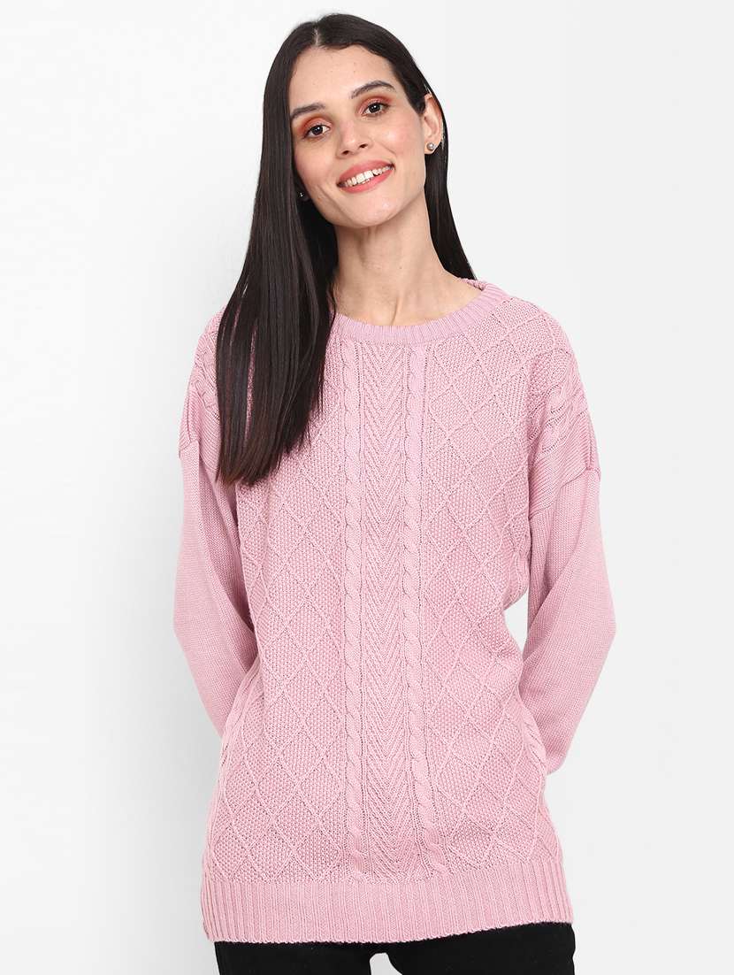 women's mauve cotton wool pullover