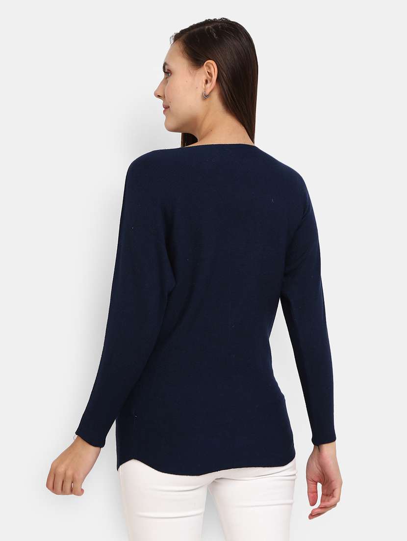 navy blue cotton wool pullover - 20362840 - Standard Image - 2