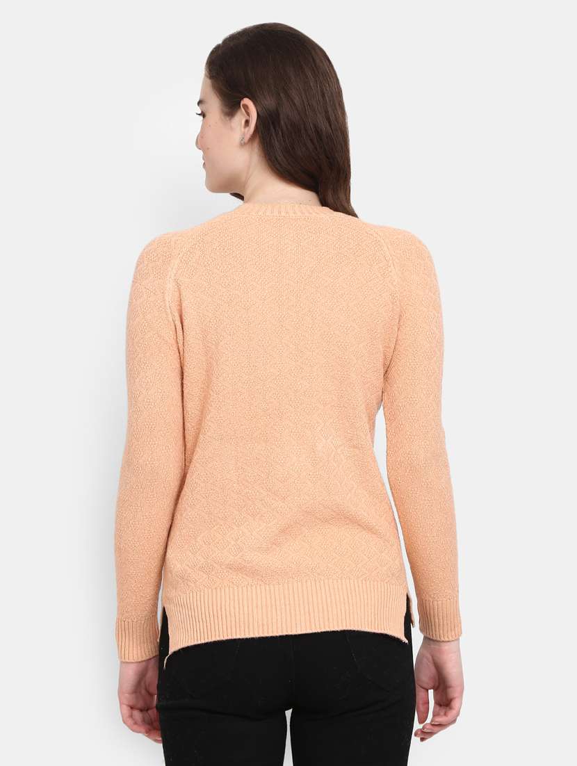 women peach cotton wool pullover - 20362846 - Standard Image - 2